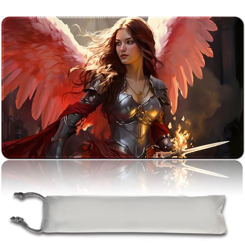 MPLR BOARD GAME Brettspiel MTG Spielmatten + Kostenlose wasserdichte Bag,Stitched Edges,Smooth Rubber Surface,MTG PlayMat with Zone (An Original MTG Playmat) (No Zone,Archangel of Thune) von MPLR BOARD GAME