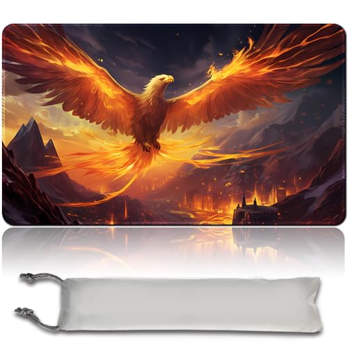 MPLR BOARD GAME Brettspiel MTG Spielmatten + Kostenlose wasserdichte Bag,Stitched Edges,Smooth Rubber Surface,MTG PlayMat with Zone (An Original MTG Playmat) (No Zone,Aurora Phoenix) von MPLR BOARD GAME