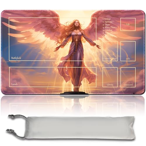 MPLR BOARD GAME Brettspiel MTG Spielmatten + Kostenlose wasserdichte Bag,Stitched Edges,Smooth Rubber Surface,MTG PlayMat with Zone (An Original MTG Playmat) (with Zone,AVACYN, Angel of Hope) von MPLR BOARD GAME