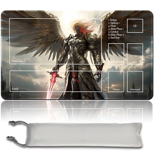 MPLR BOARD GAME Brettspiel MTG Spielmatten + Kostenlose wasserdichte Bag,Stitched Edges,Smooth Rubber Surface,MTG PlayMat with Zone (An Original MTG Playmat) (with Zone,Angel of Serenity) von MPLR BOARD GAME