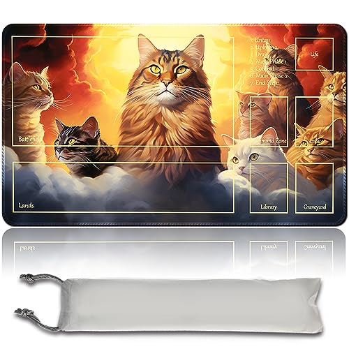 Nine Lives - Brettspiel MTG Spielmatten+Kostenlose wasserdichte Bag,Stitched Edges,Smooth Rubber Surface,MTG PlayMat with Zones(An Original MTG Playmat) von MPLR BOARD GAME