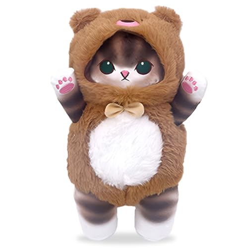 MPQDFG Katze Plüschtier Brown Panda Plush Toy Brown Panda Plush Toy 25 cm Brown Bear Plush Doll, Brown Panda Plush Toy Kawaii Cat Plush Toy Für Kinder Mädchen Jungen von MPQDFG