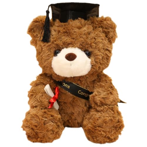 MPQDFG Tedybär Plüschtier,Examensbär,Tedd Plüschbär mit Diplom und Doktorhut,Bachelor Abschluss Geschenk,Graduation Gift,Bachelor Geschenk,Bestandene Prüfung Geschenk,Geschenke zum Bachelor Abschluss von MPQDFG