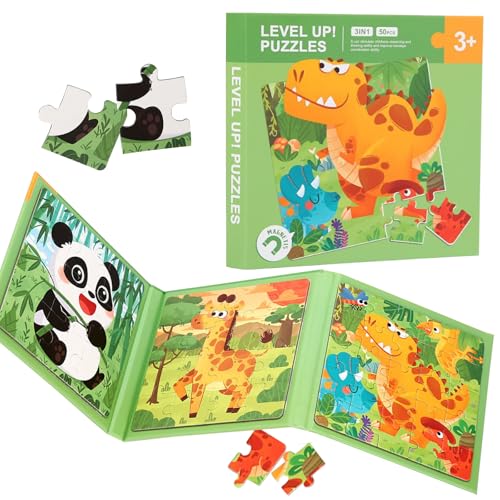 Magnetpuzzle, 50 pcs Kinderpuzzle, 3-in-1 Magnetpuzzle, Magnet Puzzle Tiere, Kinderpuzzle Magnet für Kinder, Lernspielzeug, Fördert Motorik + Konzentration, Kinderpuzzle Magnet für Kinder (Tiere) von MPXEAVG