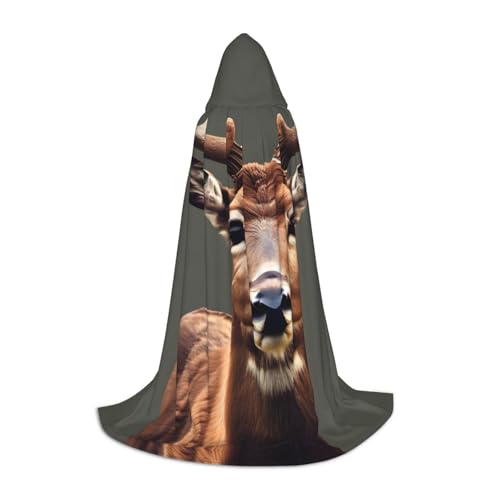 MQGMZ Beauty Deer Print Vielseitiger Kapuzenumhang Unisex Halloween Kapuzenumhang Cosplay Halloween Rollenspiel von MQGMZ