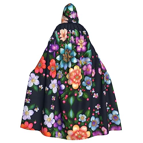 MQGMZ Kapuzenumhang mit Blumen-Diamantgemälden, universeller Umhang für Erwachsene, mit Kapuze, Karneval, Cosplay, Kostüm, Umhang, 185 cm von MQGMZ