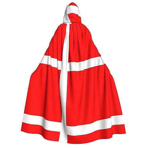 MQGMZ Schwarz-weißer Umhang mit Kuh-Druck, für Erwachsene, weich, elastisch, Unisex, Umhang mit Kapuze, Halloween-Weihnachtsumhang, Dänemark, dänische Flagge, Einheitsgröße von MQGMZ