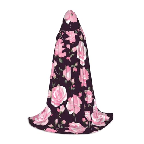 MQGMZ Vielseitiger Kapuzenumhang mit Blumenmuster, Rose, roter Druck, Unisex, Halloween, Cosplay, Halloween, Rollenspiel von MQGMZ