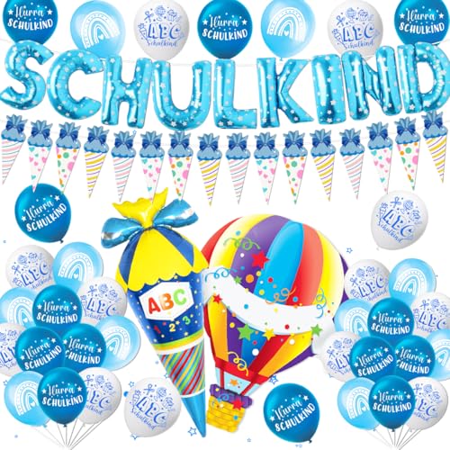 Deko Einschulung Junge,Luftballon Einschulungjunge, Einschulung Deko Junge,Schulkind Ballon,Schulkind 2024 Junge Deko,Schulanfang Deko,Einschulung Junge Deko,Schuleinführung Deko,Schulanfang Banner von MQIAN