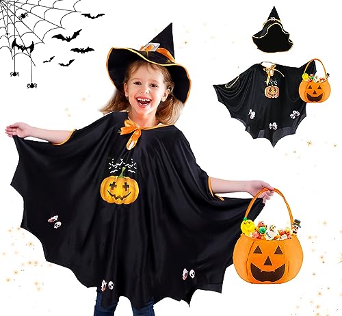 Fledermaus Kostüm Kinder Mit Hut, Halloween Kostüm Kinder, Fledermaus Umhang Kostüm, Halloween Kostüm Kinder Fledermaus, Kostüm Fledermaus Kinder, Fledermaus Kostüm Für Höhe 90-150cm von MQIAN