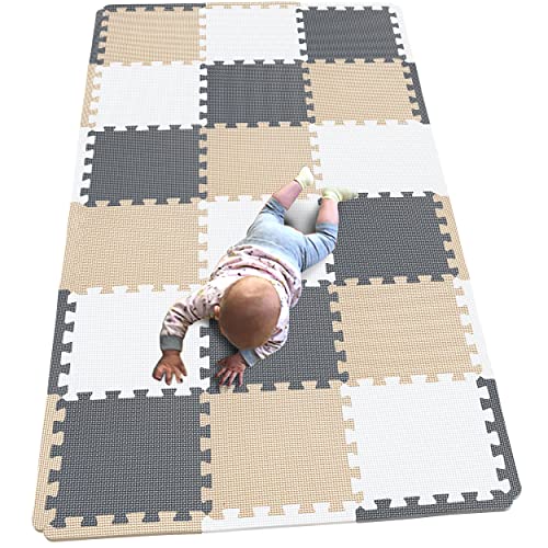 MQIAOHAM® 18 Stücke + 18 Kanten Baby puzzelmatten für Babys spielmatte Kinder puzzlematte Teppich XZ301018-101110112 von MQIAOHAM