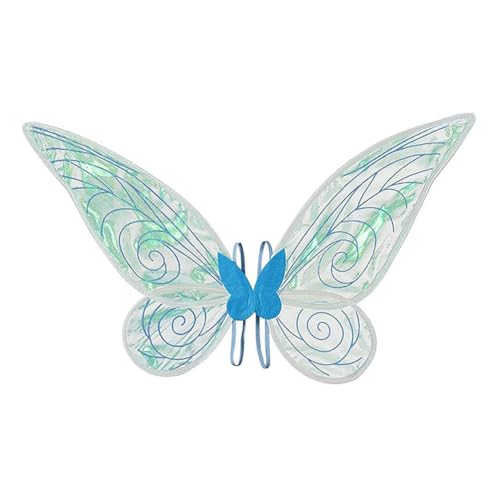 MQODLFP Schmetterlings-Feenflügel-Kostüm für Damen und Mädchen, Funkelnder Prinzessinnen-Engelsflügel für Halloween, Cosplay-Kostüm, Blau von MQODLFP