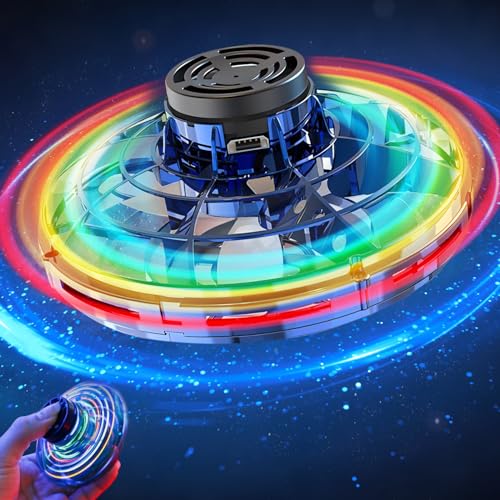 Flying Spinner Mini Drone,Fidget Spiner Spielzeug,Flying Ball Spielzeug mit LED Lichtern, Fly UFO Spin Drohne Spielzeug für Weihnachten Geburtstag Jungen Mädchen Geschenk (Blau) von MQVXT