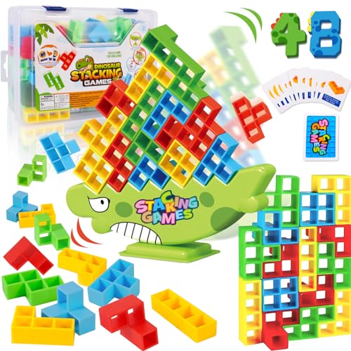 MQVXT 48 Stück Tetris Tower Spiel Erwachsene,Kreative Stapelspiel Spielzeu,Tetra Tower Spiel,Team Tower-Spiel for Kinder und Erwachsene, Tetris Balance Spielzeug, Balancing Spiel Geschenke von MQVXT