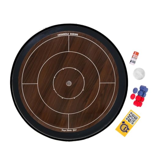 Crokinole Europe Brettspiel Dark Starter-Set | Turnierbrett mit 67 cm Spielfläche, 26 Spielscheiben, Carrom-Pulver | Gesellschaftsspiel für die ganze familienspiele von MR. CROKI.EU