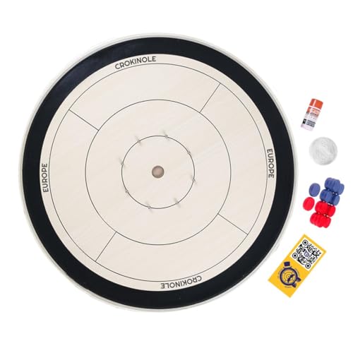 Crokinole Europe Brettspiel Lite Starter-Set | Turnierbrett mit 67 cm Spielfläche, 26 Spielscheiben, Carrom-Pulver | Gesellschaftsspiel für die ganze familienspiele von MR. CROKI.EU