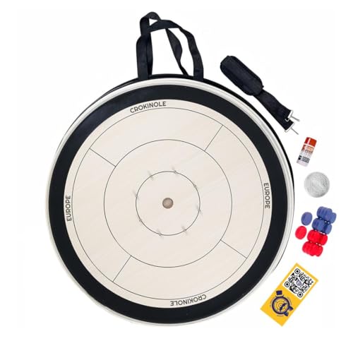 Crokinole Europe Crokinole Brettspiel Lite Pack | Turnierbrett, 26 Spielscheiben, Carrom-Pulver, Tragetasche | Gesellschaftsspiel für die ganze Familie (Beige) von MR. CROKI.EU