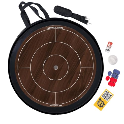 Crokinole Europe Crokinole Brettspiel Lite Pack | Turnierbrett, 26 Spielscheiben, Carrom-Pulver, Tragetasche | Gesellschaftsspiel für die ganze Familie (Braun) von MR. CROKI.EU