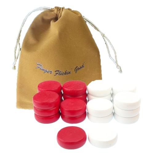 Crokinole Europe - Crokinole Turniersteine - Set mit 13 roten Spielsteinen und 13 weißen Spielsteinen, Offizielle Größe 1-1/4", Inklusive Tasche, Carrom-Alternative von MR. CROKI.EU