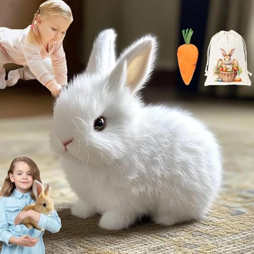 MRRTIME Easter My Realistic Bunny Toy, Interactive Bunny Realistic Bunny - Jumping, Twitching, and Shaking Ears, Bunny Realistic Bunny Toy, Realistic Bunny, Realistic Bunny Toys (White) von MRRTIME