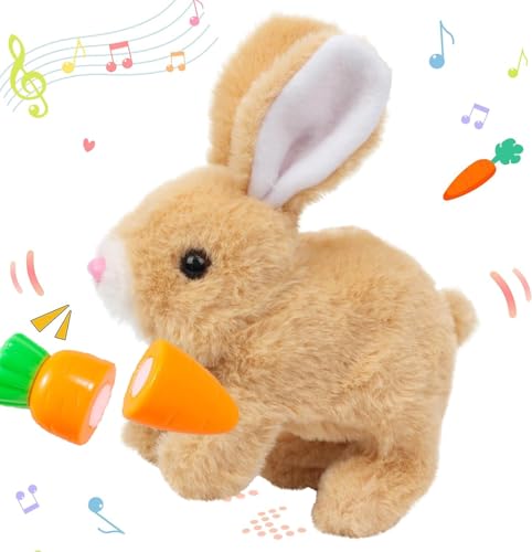 MRRTIME Interactive Rabbit Toy Easter Gifts Children, Bouncing Rabbit Easter Plush Stuffed Rabbit Toy Can Walk and Talk, Easter Birthday for Girls 3 4 5 6 7 8 Years (Brown) von MRRTIME