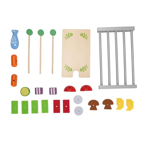 MRSTORY Holz BBQ Grill Playset Interactive Hölzerne Grillspiele Spielen Set Spielen Kitchenzubehör für das Spielen von Holzspielzeug für von MRSTORY