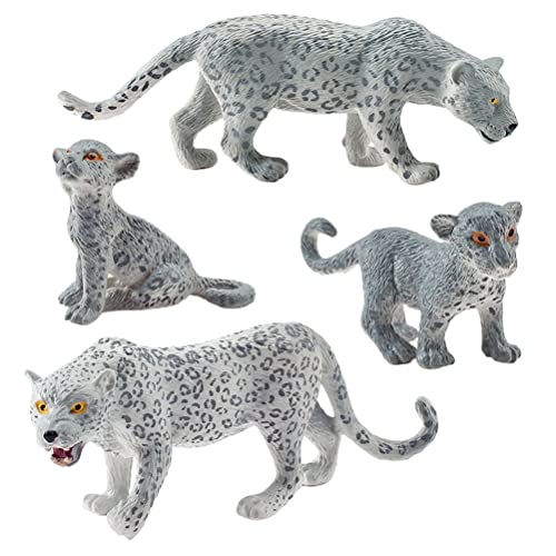 MRSTORY Snow Leopard Family Figuren Realistische Tierspielzeug, Kleine Schnee -Leoparden -Miniaturen Zur Sammlung, Stimulierung der Fantasie mit PVC -Material, Ideal für Dekorationen in von MRSTORY