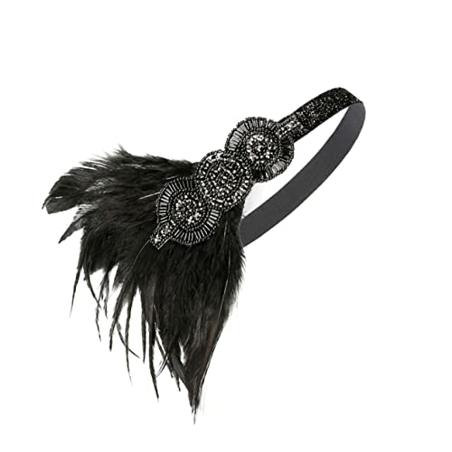 Fascinator Spitze Feder Hut für Frauen, Stirnbänder for Frauen, Haarband for die zukünftige Braut, exquisite Details, Braut-Stirnband, Hochzeits-Kopfbedeckung for Partys(Black,1 count (Pack of 1)) von MRVAKDYDI