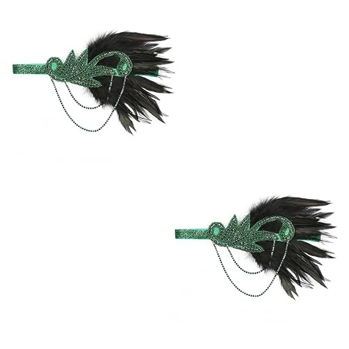 MRVAKDYDI Fascinator Spitze Feder Hut für Frauen, 1 Pcs Fascinator Stirnband Prom Tiara Zubehör Braut Kristall(Greenx2pcs,One Size) von MRVAKDYDI