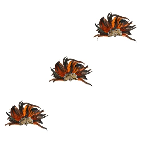 MRVAKDYDI Fascinator Spitze Feder Hut für Frauen, 1 stücke Kopfschmuck Partei Liefert Stirnband Kopf Band Kostüm Plume Kopf Decor(Orangex3pcs) von MRVAKDYDI