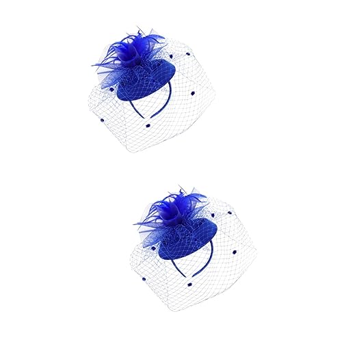 MRVAKDYDI Fascinator Spitze Feder Hut für Frauen, 1 stücke blume hut haarnadel frauen hut kopf schal stirnband mädchen stirnband Braut Stirnband braut kopfschmuck(Dark Bluex2pcs,One Size) von MRVAKDYDI