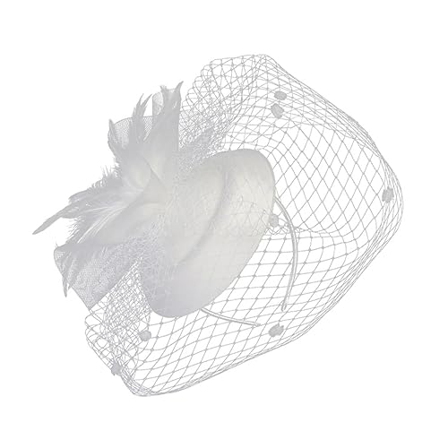 MRVAKDYDI Fascinator Spitze Feder Hut für Frauen, 1 stücke blume hut haarnadel frauen hut kopf schal stirnband mädchen stirnband Braut Stirnband braut kopfschmuck(Whitex2pcs,1 count (Pack of 1)) von MRVAKDYDI