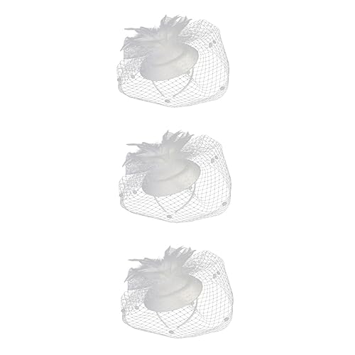 MRVAKDYDI Fascinator Spitze Feder Hut für Frauen, 1 stücke blume hut haarnadel frauen hut kopf schal stirnband mädchen stirnband Braut Stirnband braut kopfschmuck(Whitex3pcs,1 count (Pack of 1)) von MRVAKDYDI