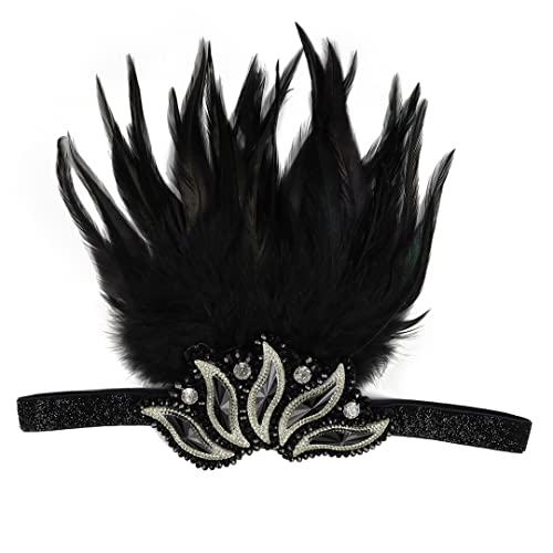 MRVAKDYDI Fascinator Spitze Feder Hut für Frauen, 1920S Flapper Stirnband Vintage Feder Kopfschmuck Zubehör for Frauen Showgirl Kopfschmuck von MRVAKDYDI