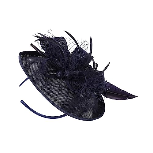 MRVAKDYDI Fascinator Spitze Feder Hut für Frauen, 1pc Mesh Stirnband Dame Zubehör Stirnband Haar Krawatten Stirnbänder Topper Haar Bögen(Black) von MRVAKDYDI