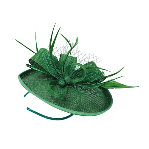 MRVAKDYDI Fascinator Spitze Feder Hut für Frauen, 1pc Mesh Stirnband Dame Zubehör Stirnband Haar Krawatten Stirnbänder Topper Haar Bögen(Green) von MRVAKDYDI