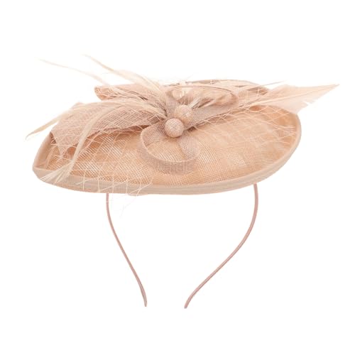 MRVAKDYDI Fascinator Spitze Feder Hut für Frauen, 1pc Mesh Stirnband Dame Zubehör Stirnband Haar Krawatten Stirnbänder Topper Haar Bögen(Pink) von MRVAKDYDI