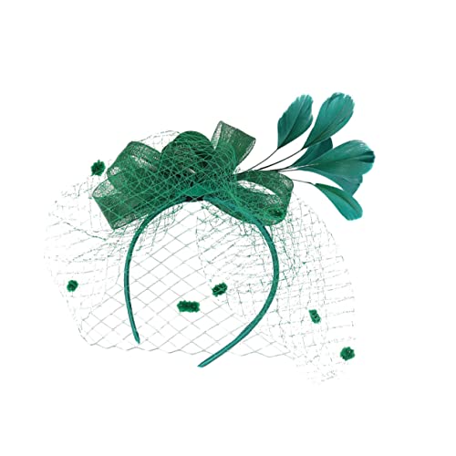 MRVAKDYDI Fascinator Spitze Feder Hut für Frauen, Einzigartiger Kopfschmuck for Brauthochzeiten, Gaze-Feder-Haarspange, Haarband for Frauen, Foto-Requisite(Green,1 count (Pack of 1)) von MRVAKDYDI