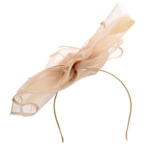 MRVAKDYDI Fascinator Spitze Feder Hut für Frauen, Feder Haarreif Stirnband Feder Kopfbedeckung(Golden,1 count (Pack of 1)) von MRVAKDYDI