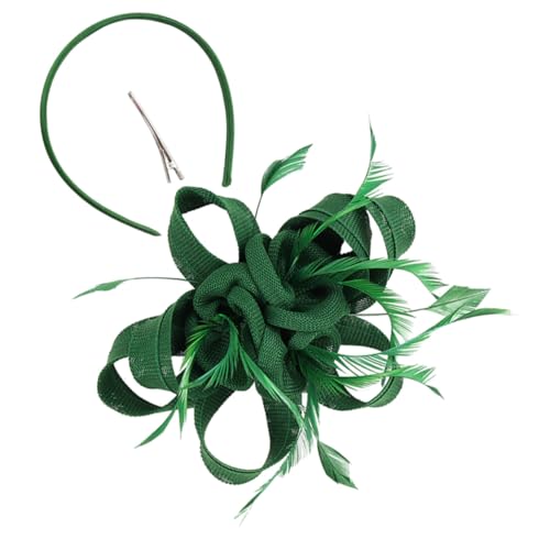 MRVAKDYDI Fascinator Spitze Feder Hut für Frauen, Feder Polarisierte Sonnenbrille Frauen Stoff Kopf Zubehör Frau Stirnband(Green) von MRVAKDYDI