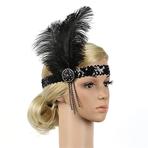 MRVAKDYDI Fascinator Spitze Feder Hut für Frauen, Feder Stirnband Flapper Kopfschmuck Frauen Kostüm Kopfbedeckung Party Haar Zubehör(YM21) von MRVAKDYDI