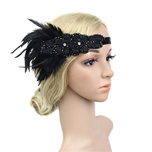 MRVAKDYDI Fascinator Spitze Feder Hut für Frauen, Feder Stirnband Flapper Kopfschmuck Frauen Kostüm Kopfbedeckung Party Haar Zubehör(YM24) von MRVAKDYDI