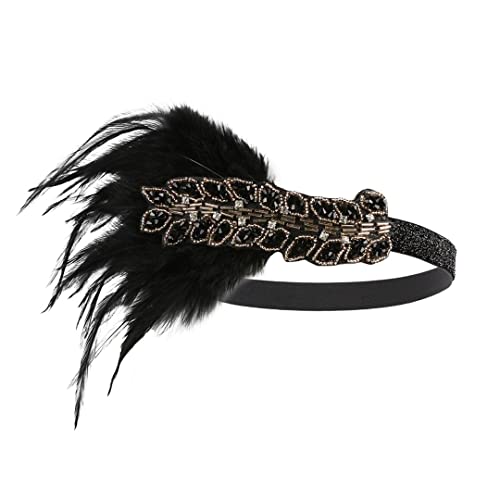 MRVAKDYDI Fascinator Spitze Feder Hut für Frauen, Feder Stirnband Flapper Kopfschmuck Frauen Kostüm Kopfbedeckung Party Haar Zubehör(YM6077) von MRVAKDYDI