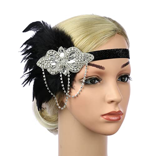 MRVAKDYDI Fascinator Spitze Feder Hut für Frauen, Feder Stirnband Flapper Kopfschmuck Frauen Kostüm Kopfbedeckung Party Haar Zubehör(YM6125) von MRVAKDYDI