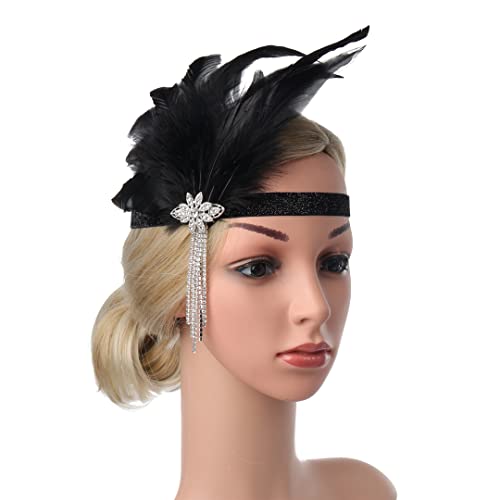 MRVAKDYDI Fascinator Spitze Feder Hut für Frauen, Feder Stirnband Flapper Kopfschmuck Frauen Kostüm Kopfbedeckung Party Haar Zubehör(YM6178) von MRVAKDYDI