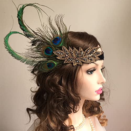 MRVAKDYDI Fascinator Spitze Feder Hut für Frauen, Frauen Vintage Haar elastische Feder Stirnband 1920er Jahre Party Party Stirn Dekorationen von MRVAKDYDI