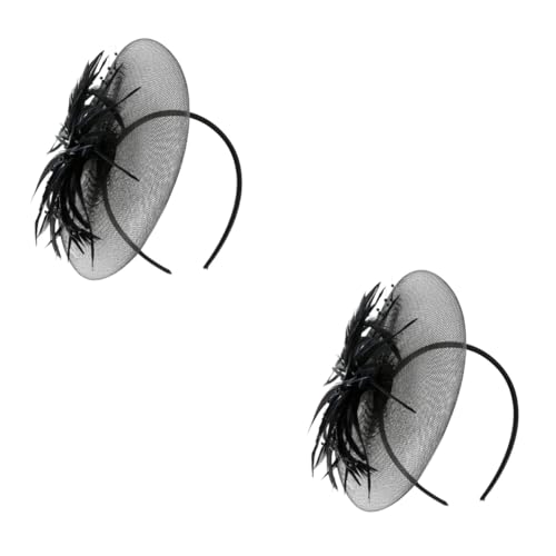 MRVAKDYDI Fascinator Spitze Feder Hut für Frauen, Mesh-Feder-Stirnband, Braut-Haarspange, Braut-Haar-Accessoires, Braut-Kopfschmuck(Blackx3pcs) von MRVAKDYDI