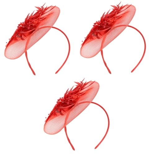 MRVAKDYDI Fascinator Spitze Feder Hut für Frauen, Mesh-Feder-Stirnband, Braut-Haarspange, Braut-Haar-Accessoires, Braut-Kopfschmuck(Redx2pcs) von MRVAKDYDI