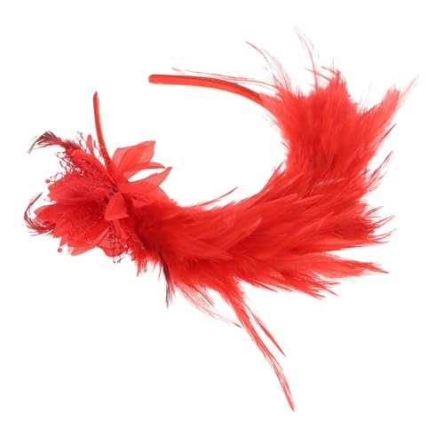 MRVAKDYDI Fascinator Spitze Feder Hut für Frauen, Stirnband for Frauen Federkopfbedeckung Damenkopfbedeckung 1920er-Jahre-Stirnband for Tanzparty(Red,One Size) von MRVAKDYDI