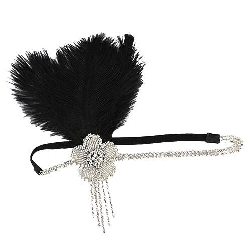 MRVAKDYDI Fascinator Spitze Feder Hut für Frauen, Stirnband mit Federquaste for Abendveranstaltungen, Flapper-Kleid-Stirnbänder(Black) von MRVAKDYDI